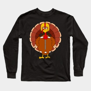 Thanksgiving Football Turkey Character Long Sleeve T-Shirt